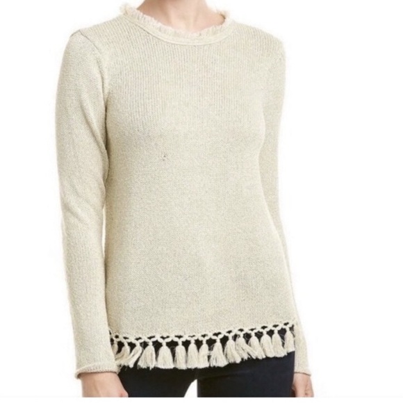 J Mclaughlin Sweaters - J McLaughlin Fringe Metallic Crew Neck Alpaca Wool Blend Sweater